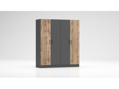 Четирикрилен гардероб Аполо 6 (дъб вотан/антрацит)